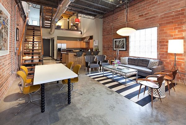 A study room well hidden in this industrial style loft