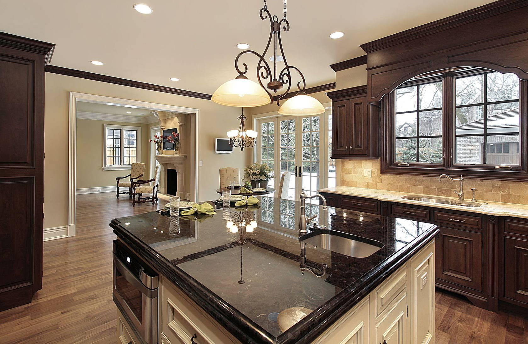 kitchen with granite wall