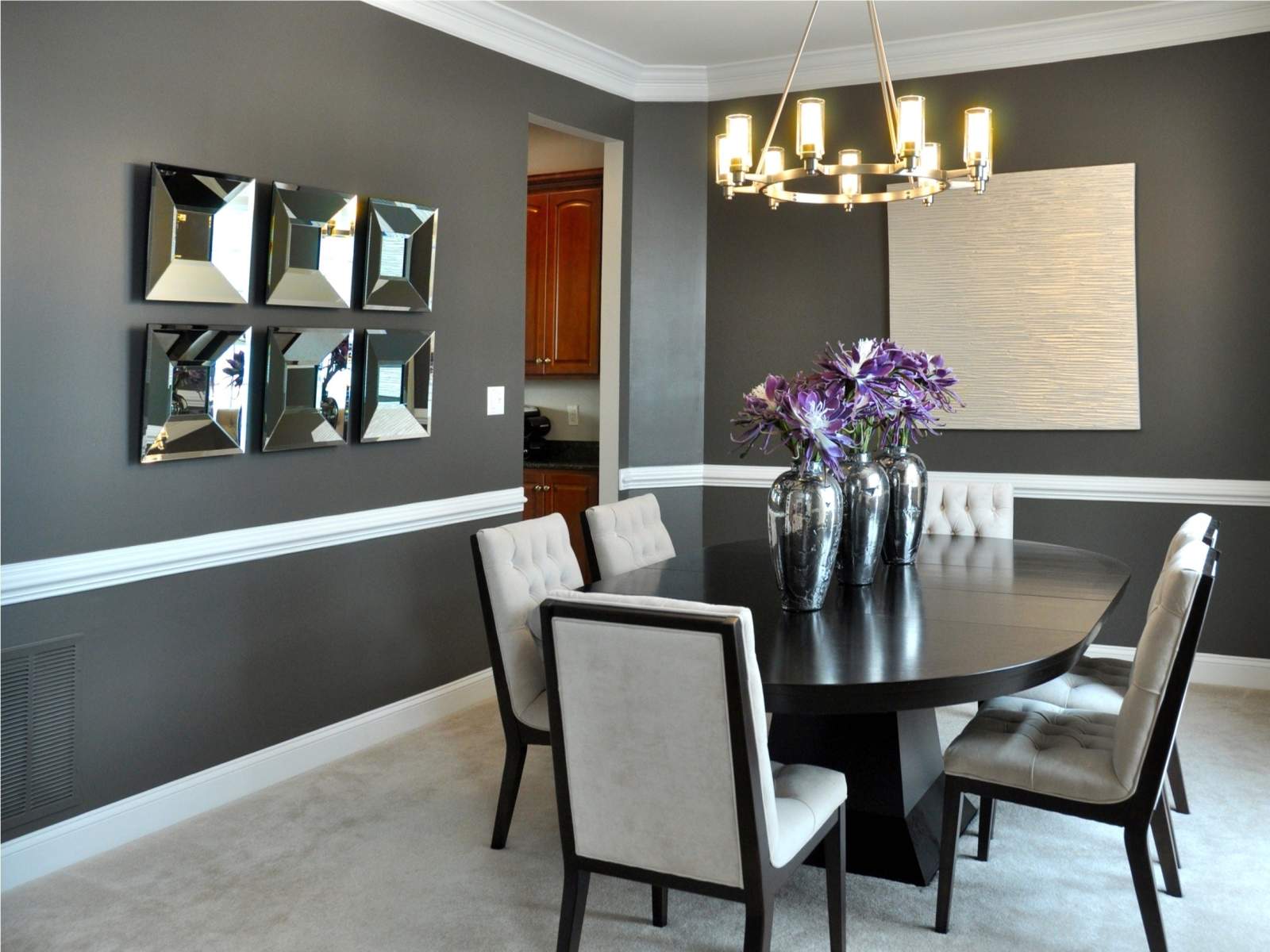 grey theme dining room