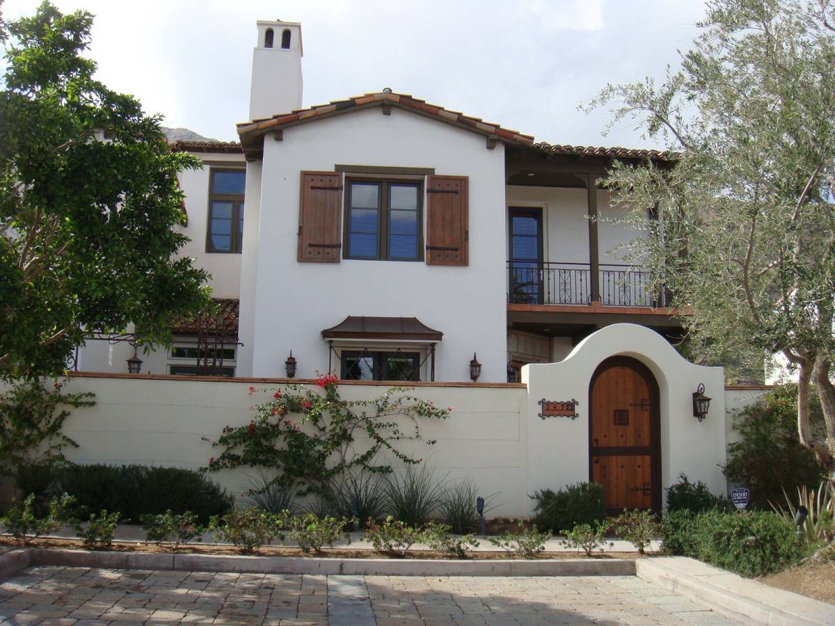 Exterior of modern spanish mission home