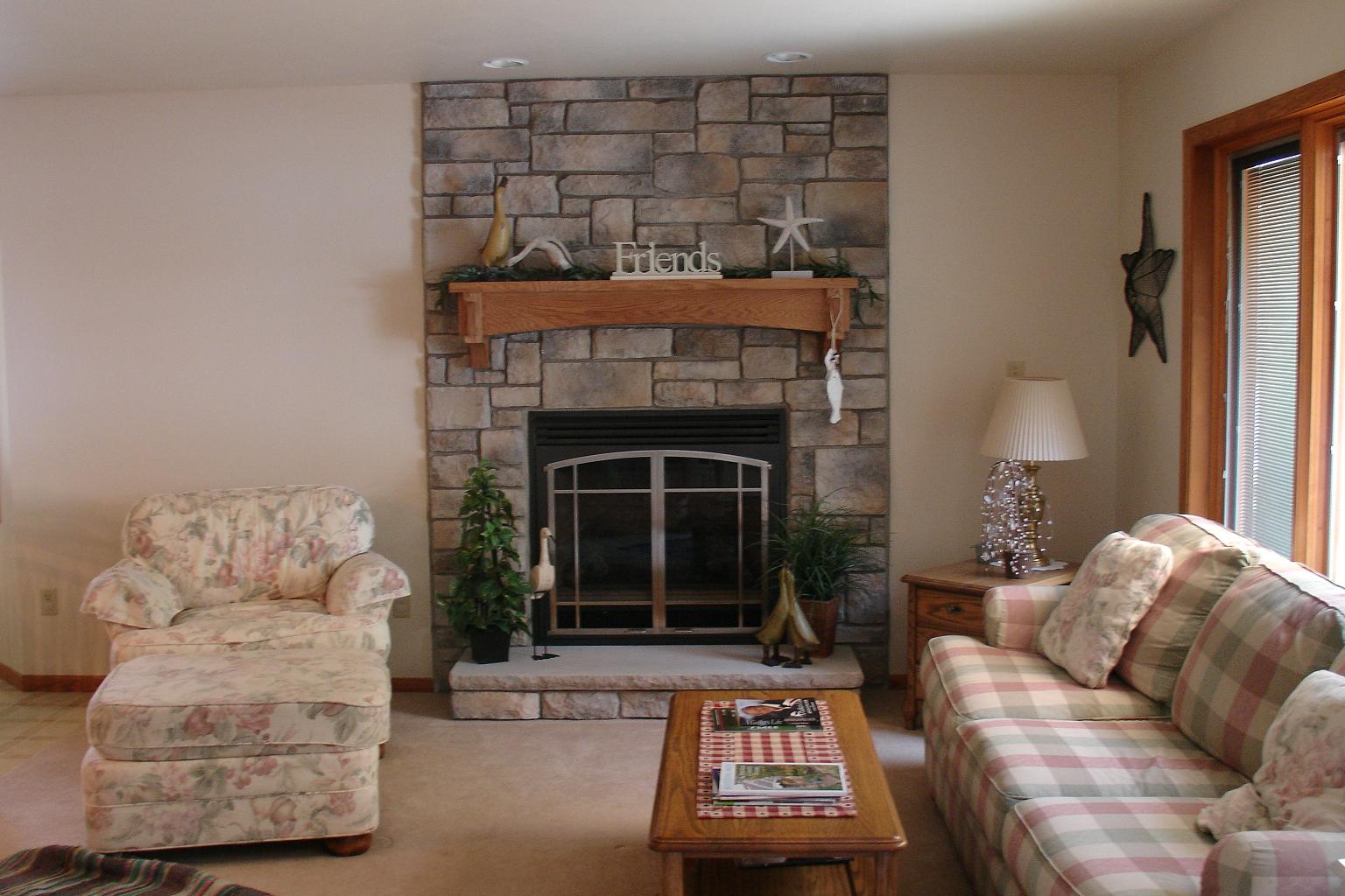 opulent living room with fireplace