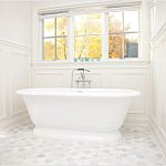 How to Cover Dated Bathroom Tile with Wainscoting