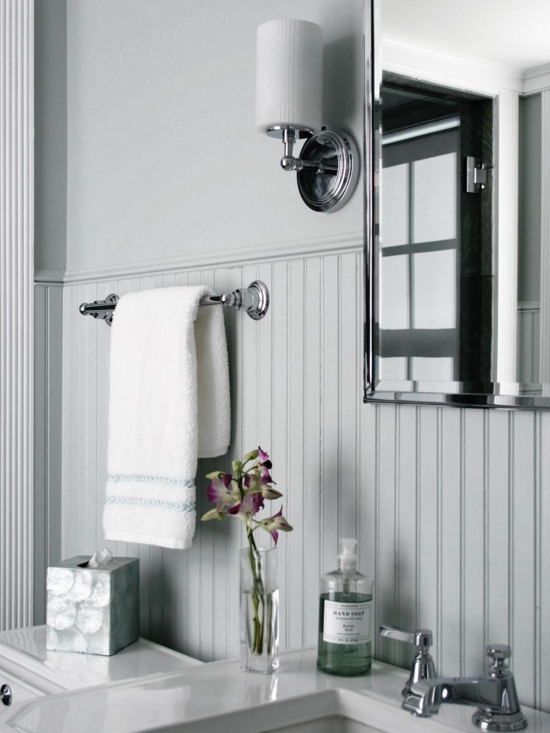 How to Cover Dated Bathroom Tile with Wainscoting