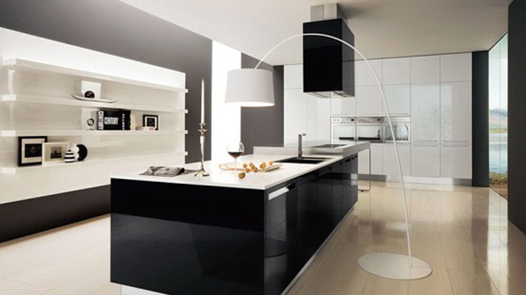 black and white high gloss kitchens