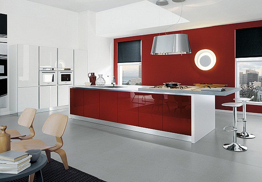 White-Hot Kitchens with red