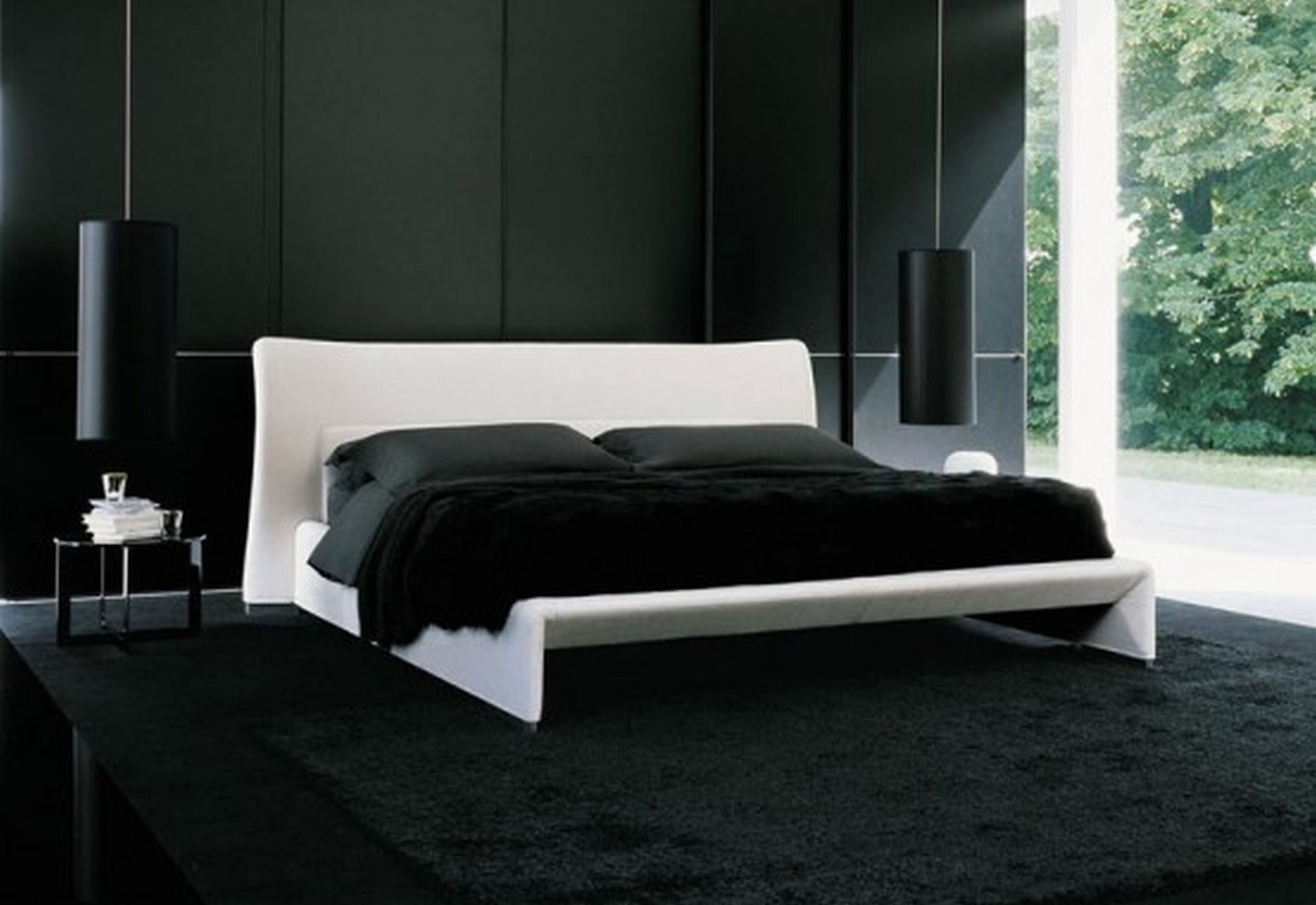 Modern black bedroom design white bed frame furniture ideas black and white bedroom accessories and ideas