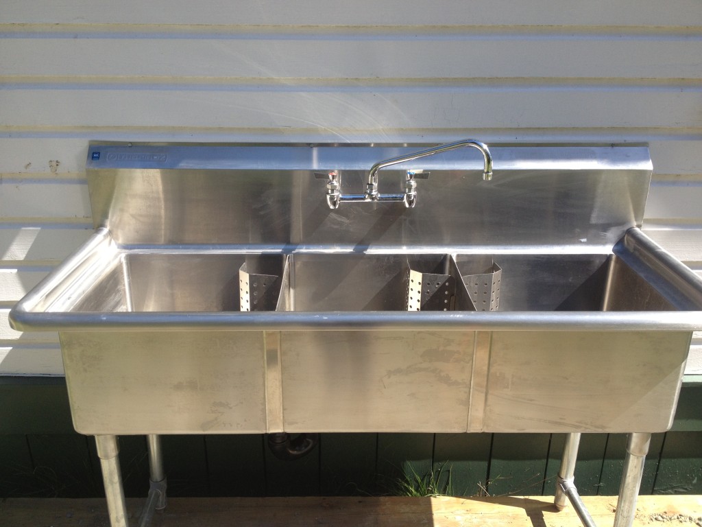 Stainless steel utility sink in kitchen commercial