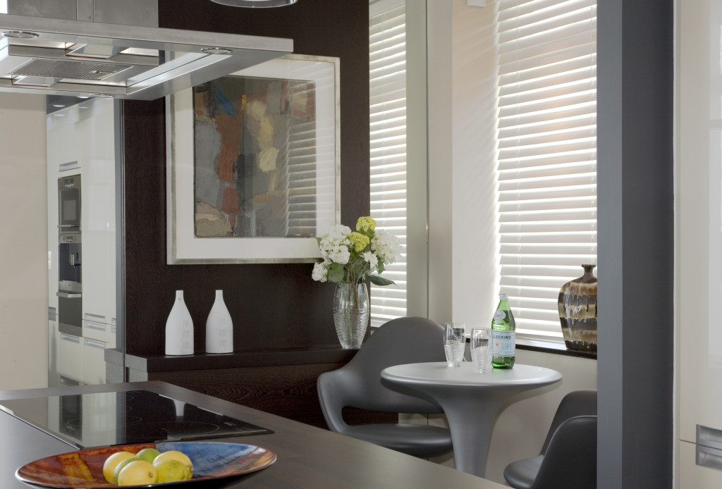 White wooden venetian blinds