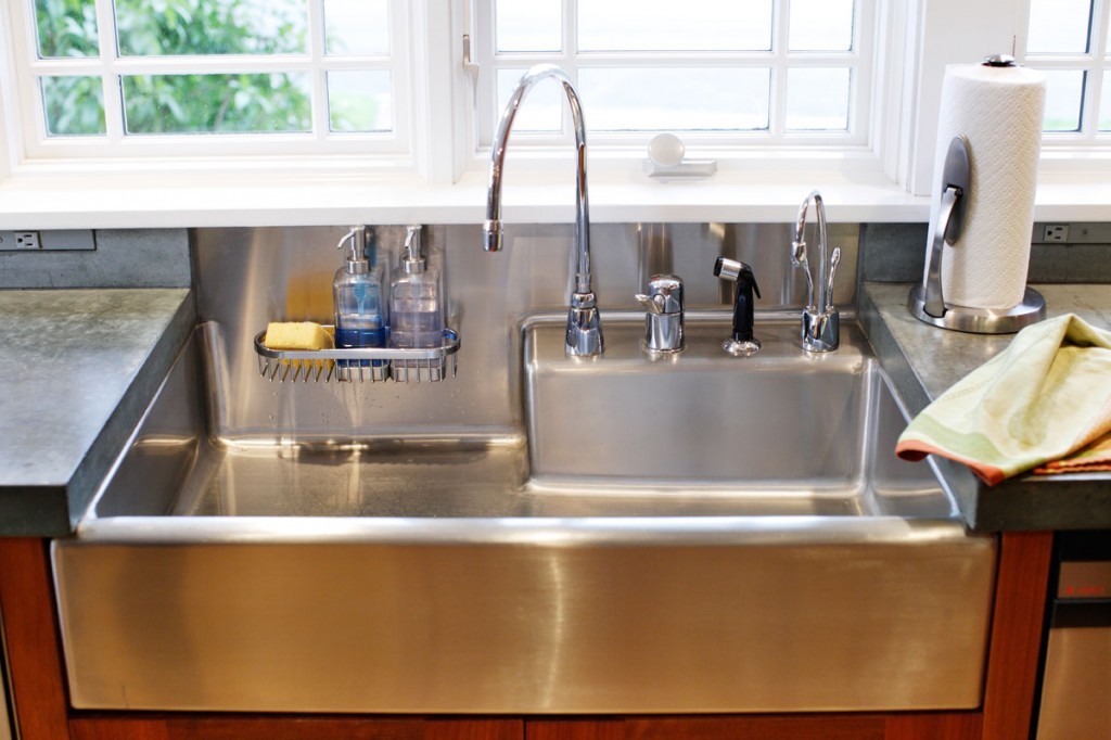 kitchen sink with large stone lip