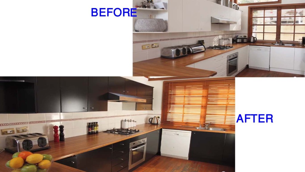 before and after photos of kitchen cabinet refacing