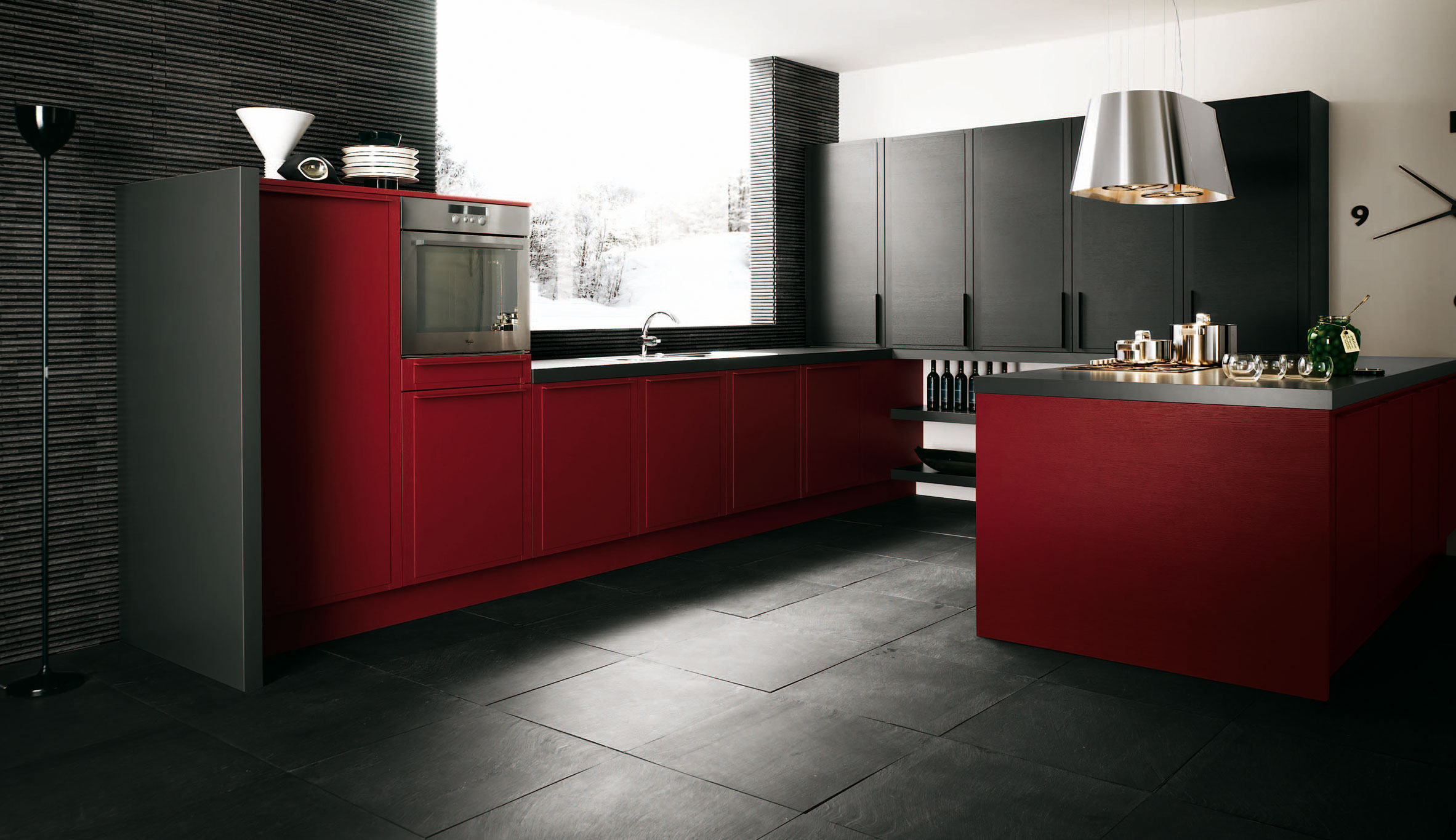 Black And Red Kitchen Cabinets Interior Design Inspirations