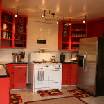 red and white kitchen