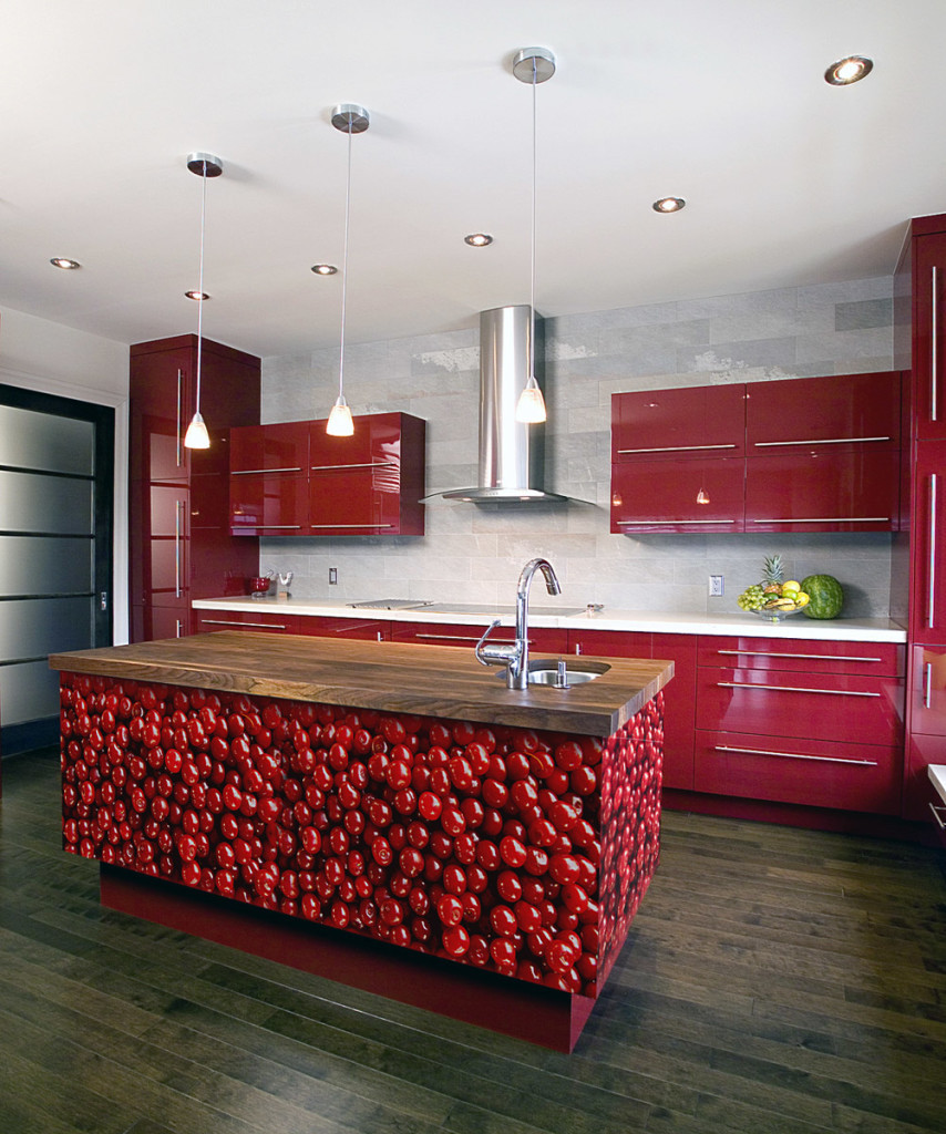 red and white kitchens