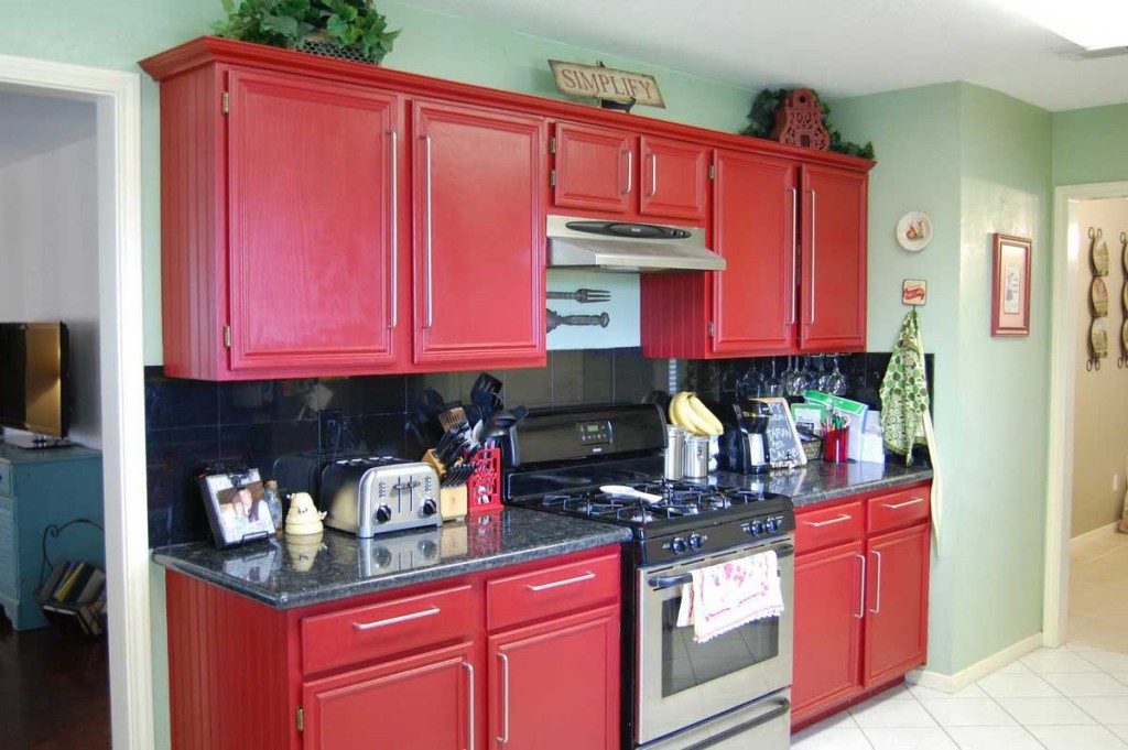 red and yellow kitchen