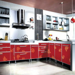 red kitchen backsplash