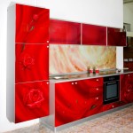 great red kitchen cabinets