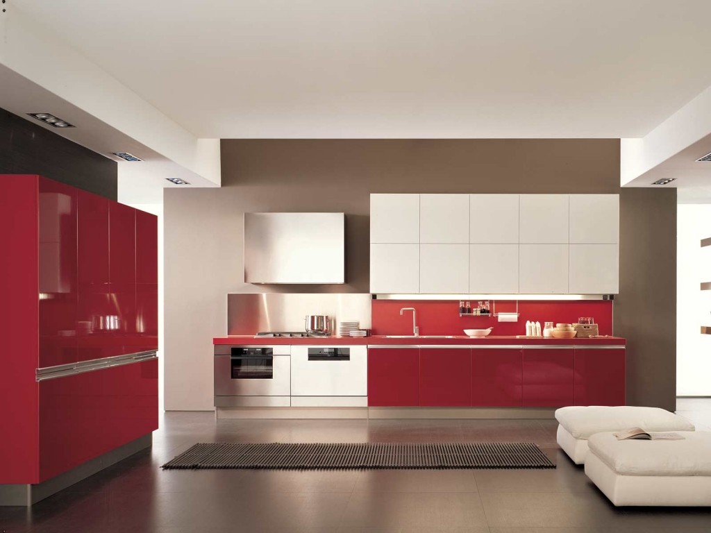 red kitchen cabinets