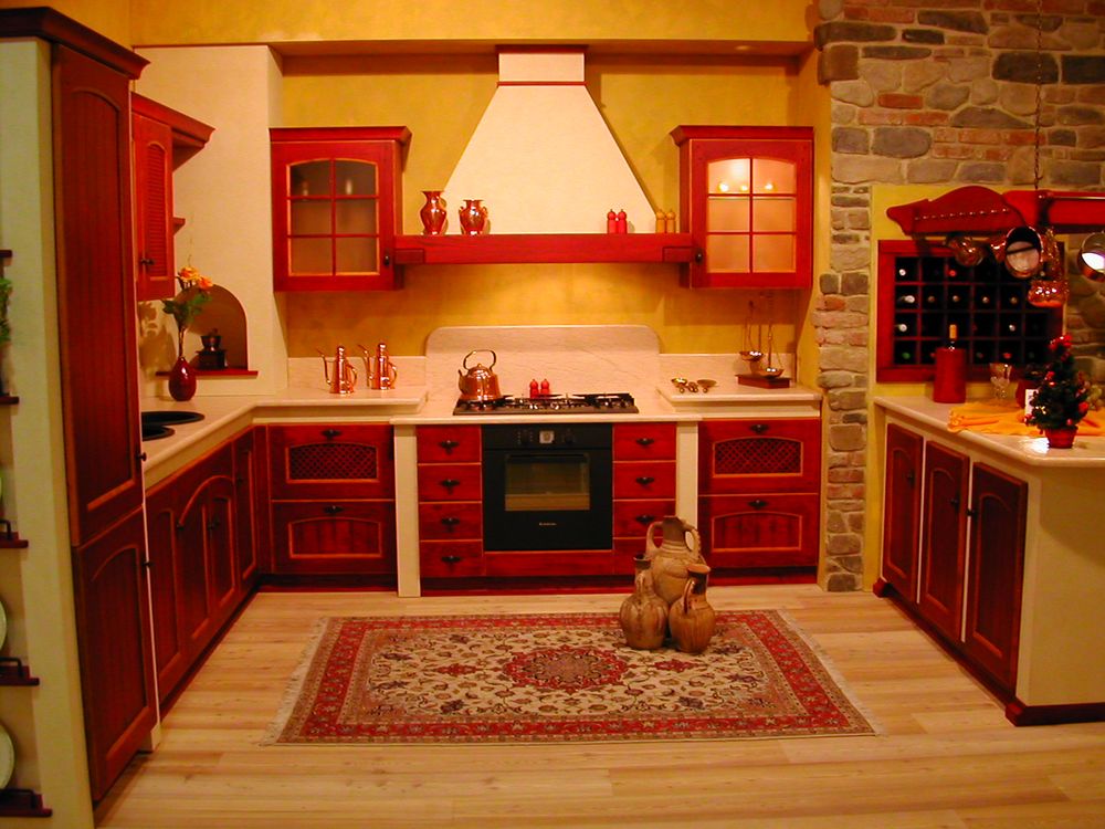 Pictures of red kitchen cabinets