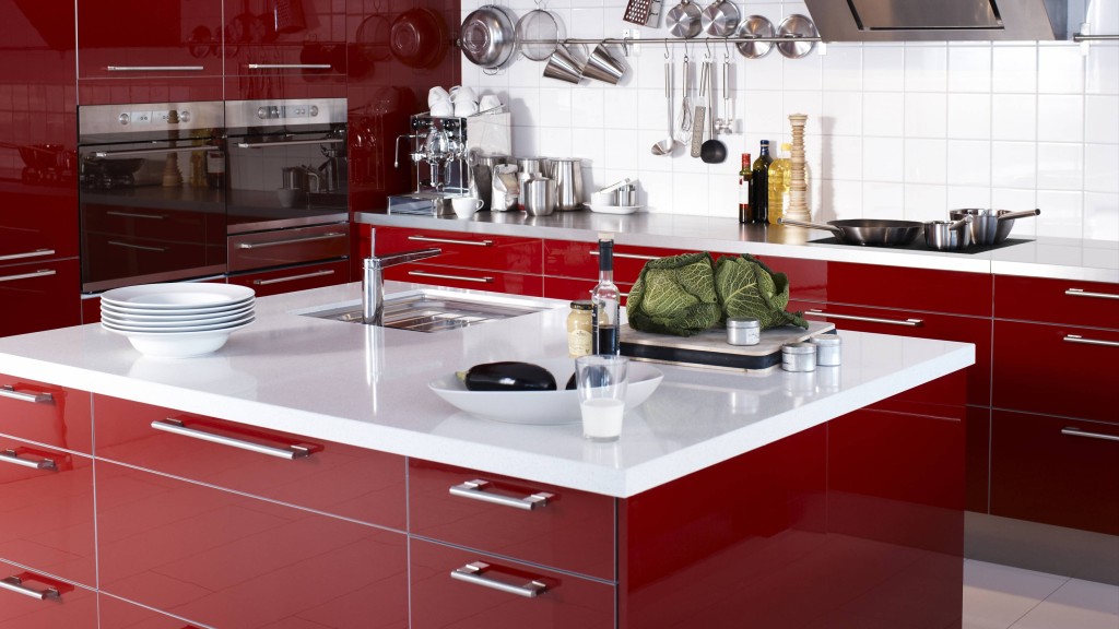 red kitchen design