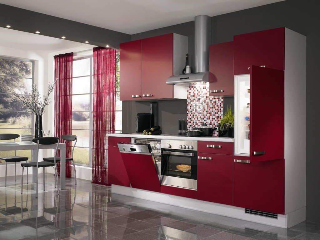 red kitchen island