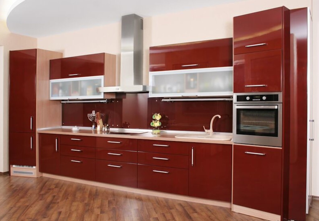 dark red kitchen sink