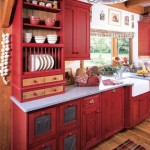 red kitchen units