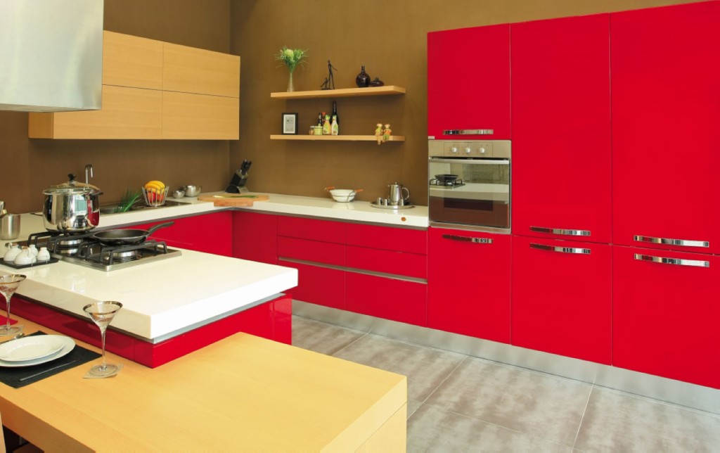 red kitchen utensils