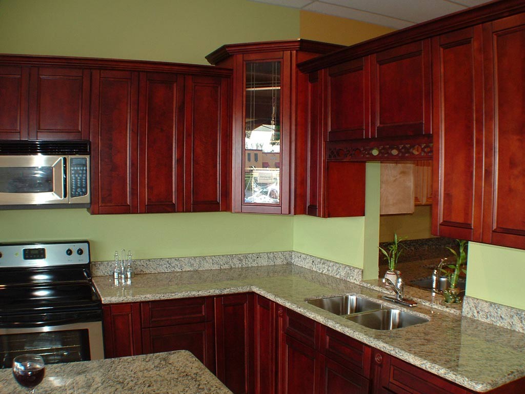 red kitchen worktop