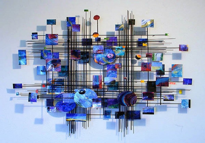Modern Blue Metal Wall Sculpt Design. Modern Blue Metal Wall Sculpt Design.