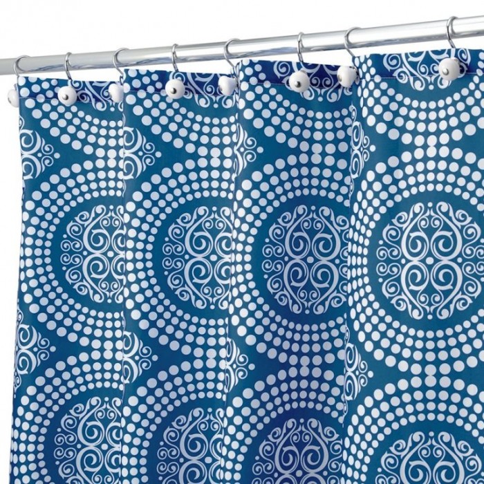 Bright and Cheery Navy Blue Shower Curtain