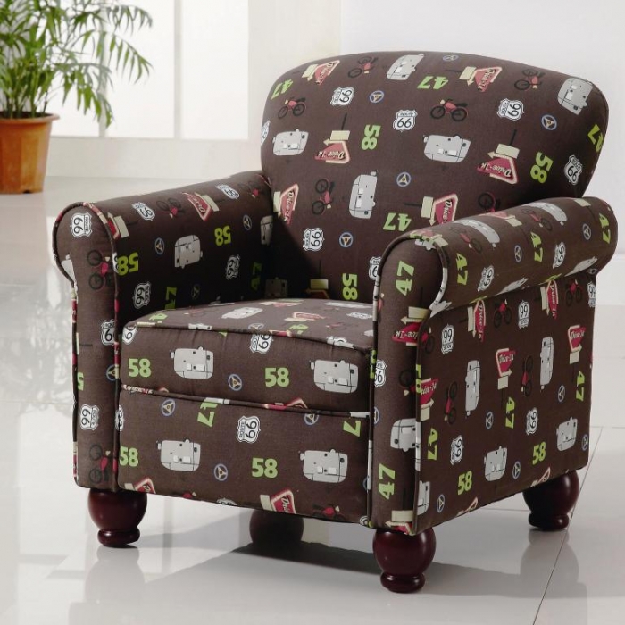 Brown Printed Accent Chair