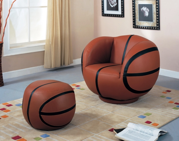 Large Basketball Chair and Ottoman Set