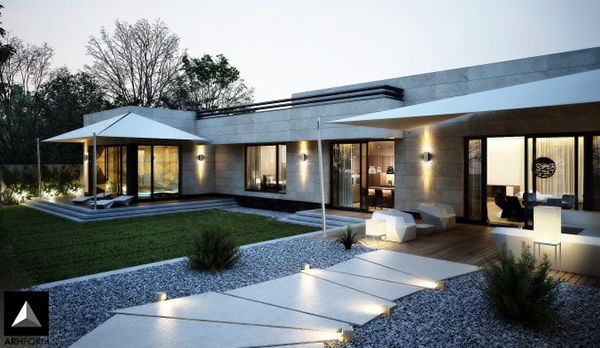 Modern Concrete Front Yard Design Modern Concrete Front Yard Design