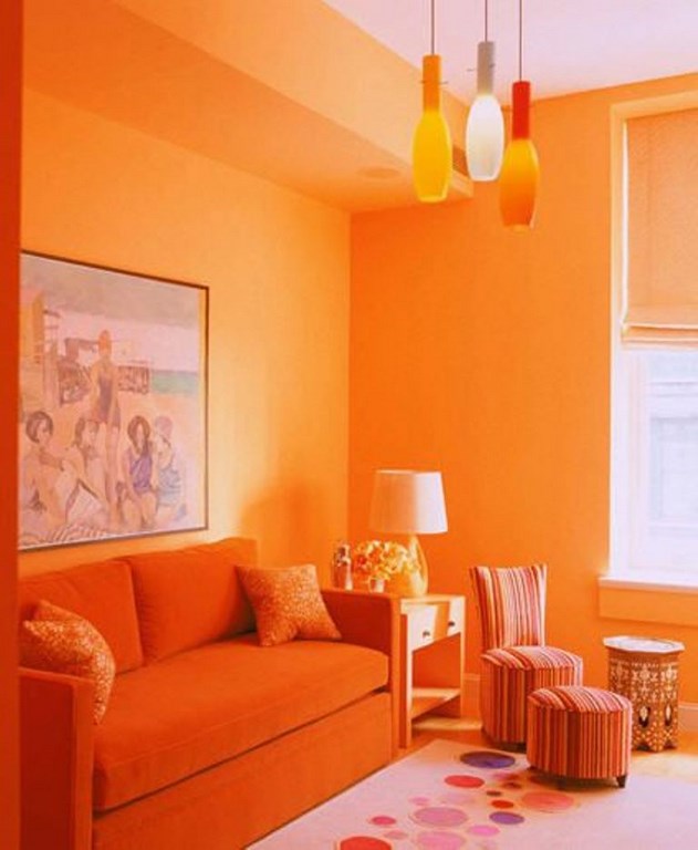 Monochromatic Orange Living Room Monochromatic Orange Living Room