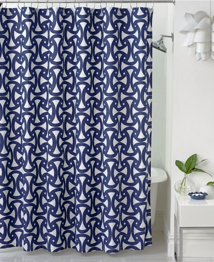 Santorini Navy Blue Shower Curtain Santorini Navy Blue Shower Curtain