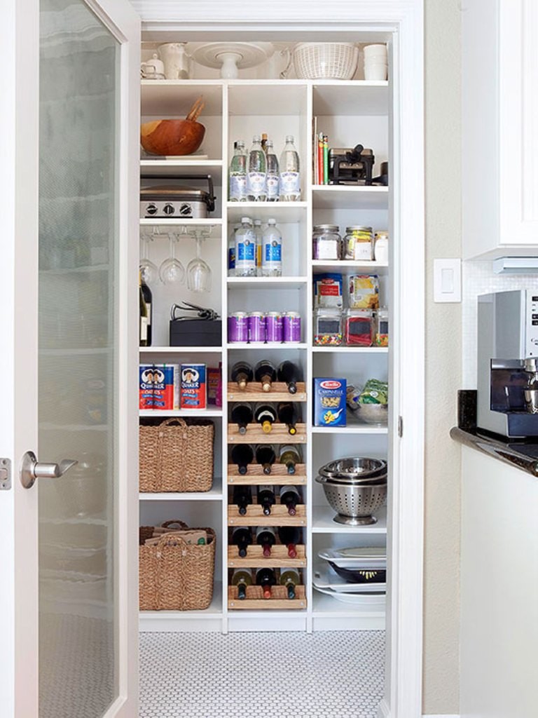 Neat Organized White Pantry Cabinet