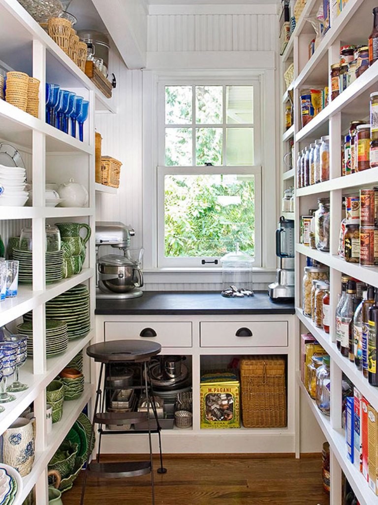 White Open Pantry Shelving