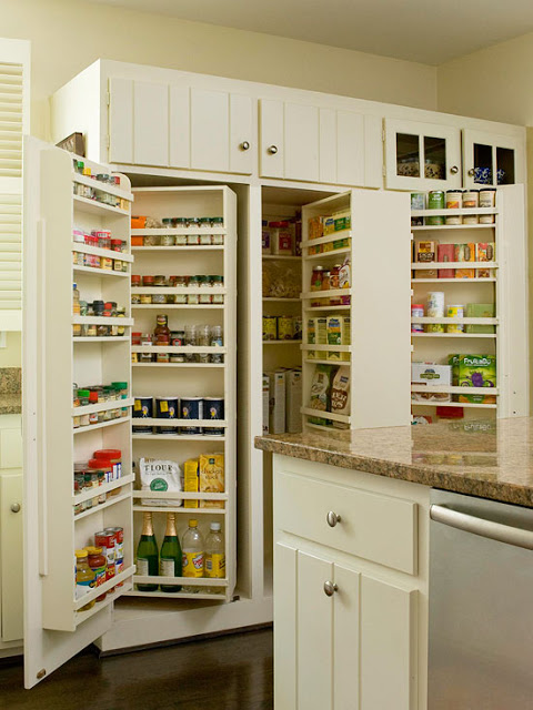  Smart and useful cupboard with many different shelves.
