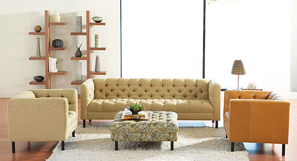 Clean-lined seating in a Scandinavian-style living room Clean-lined seating in a Scandinavian-style living room
