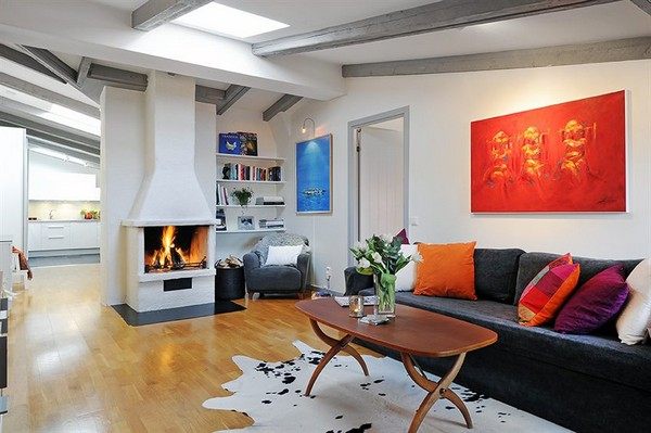Colorful Scandinavian living room design