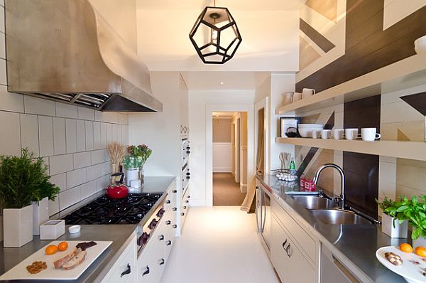 Galley kitchen with stainless bench Galley kitchen with stainless bench