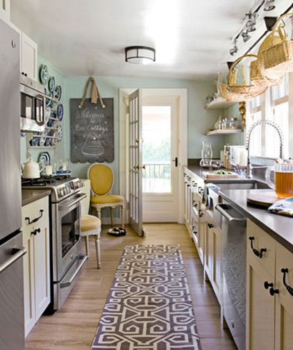 Some accents in design of galley style kitchen is good idea