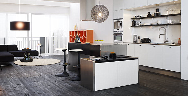 Modern Scandinavian kitchen with sculptural elements Modern Scandinavian kitchen with sculptural elements