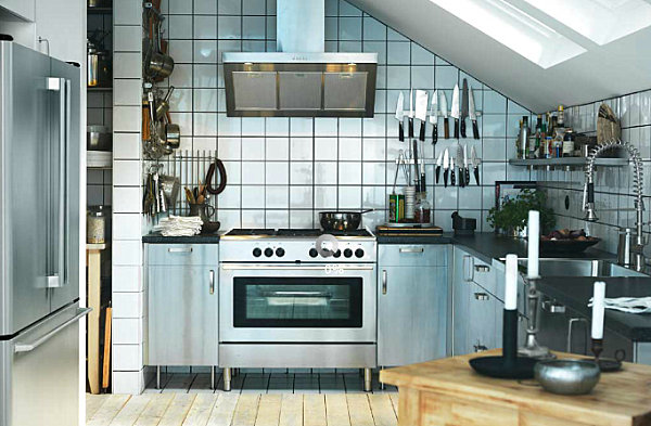 Scandinavian kitchen with metallic accents Scandinavian kitchen with metallic accents