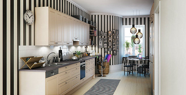 Stripes in a Scandinavian kitchen