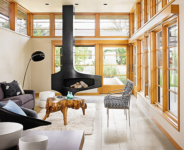 Wooden elements in a modern living room Wooden elements in a modern living room