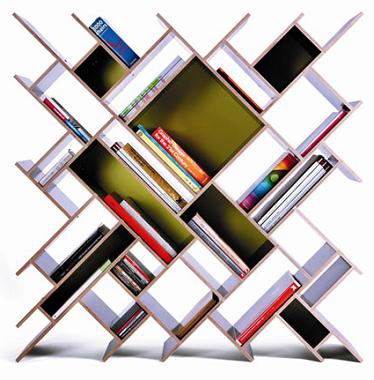 X-shaped digonal bookshelf