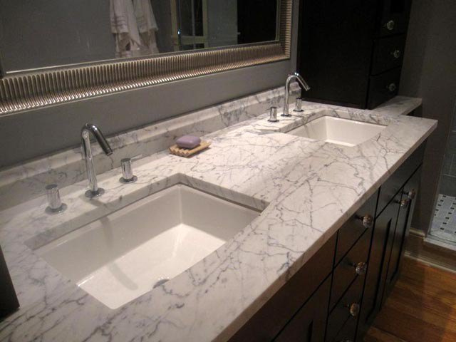granite and marble: double sink vanity with granite top