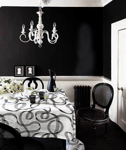 Black and white dining room