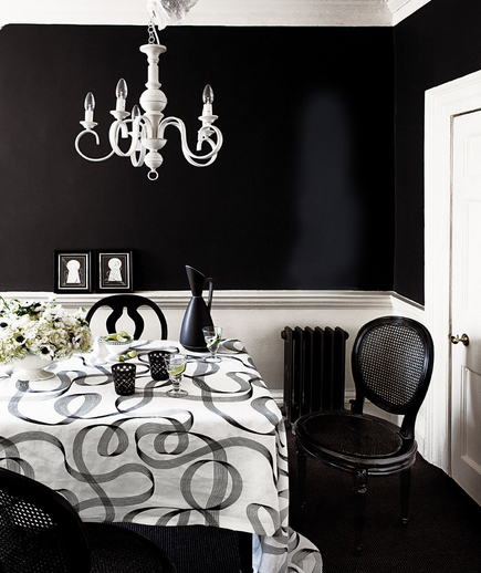 High Contrast: Black and white dining room Black and white dining room